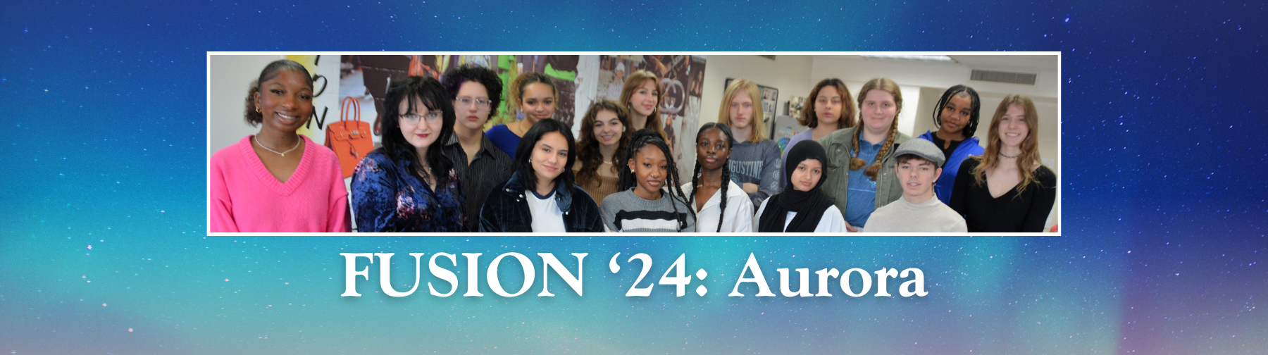 Group of students pose for a photo. Fusion 24